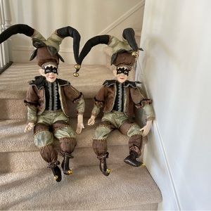 Big poseable Christmas elf elves jesters - 3 feet tall